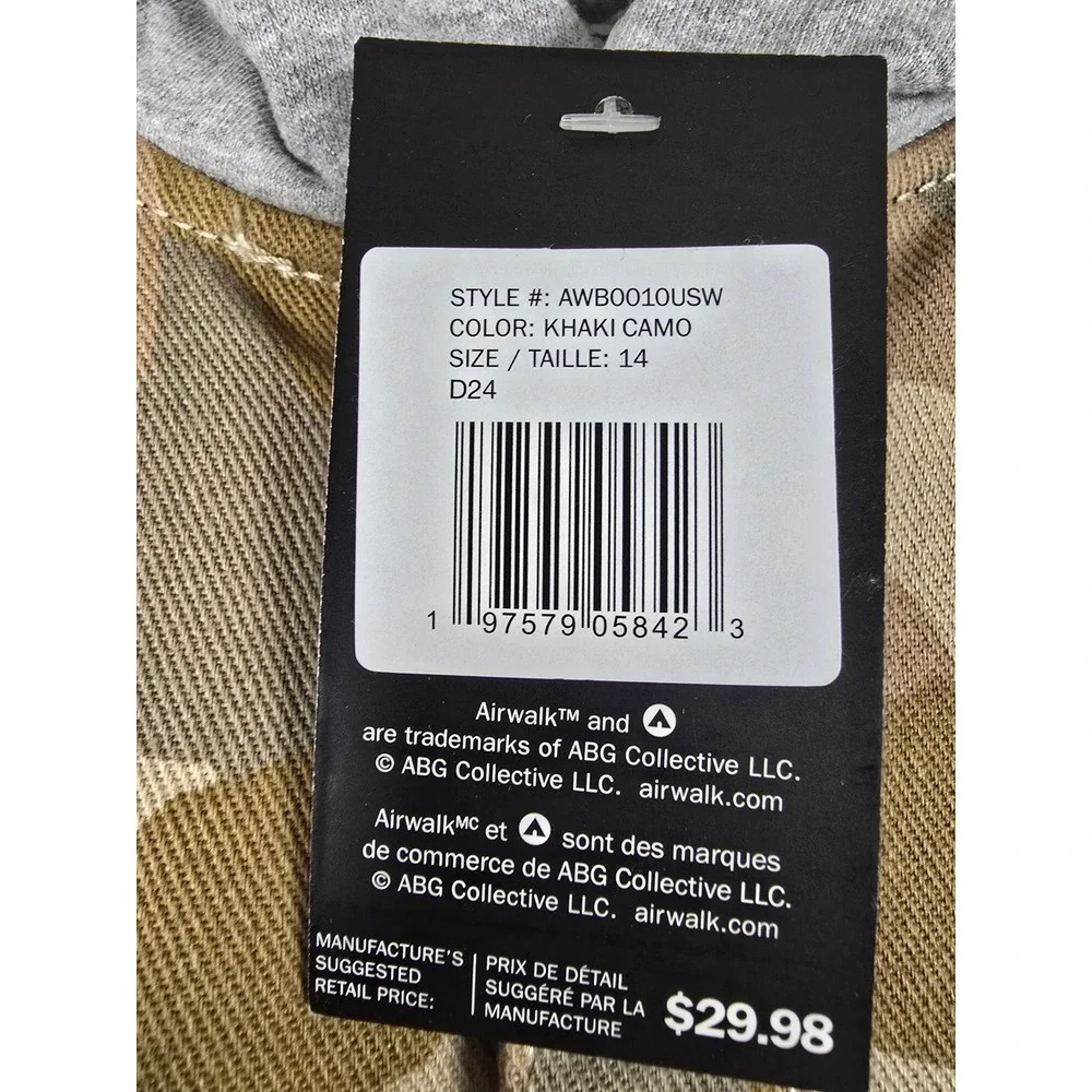 Airwalk Kids Khaki‎ Camo Hooded Button Up Shirt Style Jacket Size 14